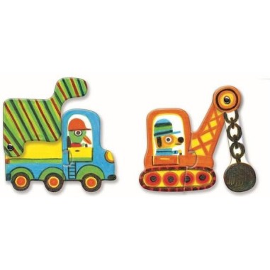 Puzzle 6 x 2 pièces : duo : articulo véhicule - djeco - Djeco Puzzle 6 x 2 pièces : duo : articulo véhicule - djeco - Djeco