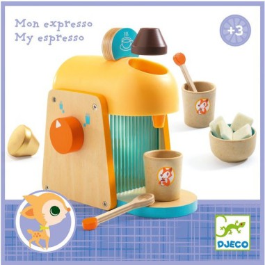 Mon Expresso Cafetière en Bois Dinette Djeco |  Mon Expresso Cafetière en Bois Dinette Djeco |