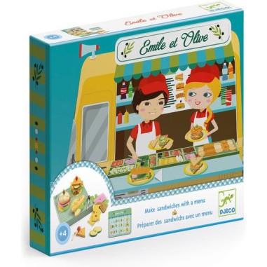Boîte à hamburger Emile et Olive - dinette en bois - Djeco Boîte à hamburger Emile et Olive - dinette en bois - Djeco
