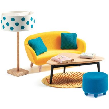 Le salon - mobilier maison de poupée Djeco - Un jeu Djeco Le salon - mobilier maison de poupée Djeco - Un jeu Djeco