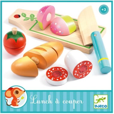 Lunch à Couper Dinette Aliments en bois à Couper de Djeco Lunch à Couper Dinette Aliments en bois à Couper de Djeco