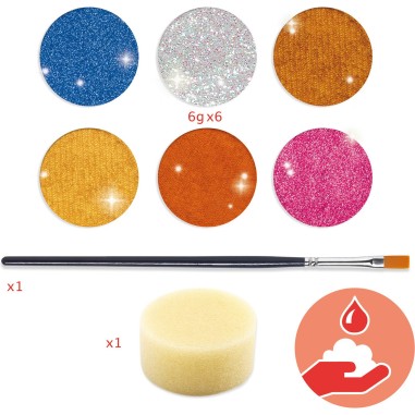 Djeco - Palettes et accessoires - Palette 6 couleurs - Effet métal Djeco - Palettes et accessoires - Palette 6 couleurs - Effet métal