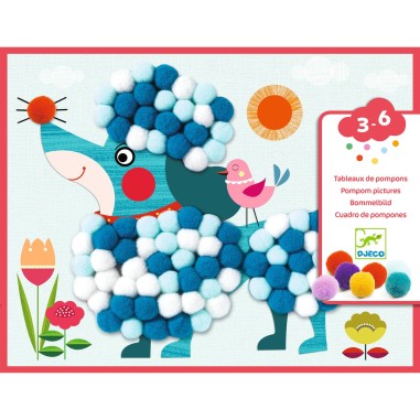 Tableaux de pompons Activité de Collage - dès 3 ans - Djeco Tableaux de pompons Activité de Collage - dès 3 ans - Djeco