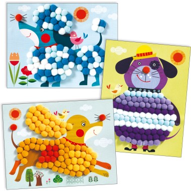 Tableaux de pompons Activité de Collage - dès 3 ans - Djeco Tableaux de pompons Activité de Collage - dès 3 ans - Djeco