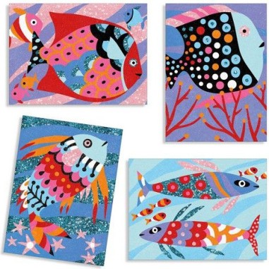 Sables colorés avec paillettes poissons - Art au numéro - Djeco Sables colorés avec paillettes poissons - Art au numéro - Djeco