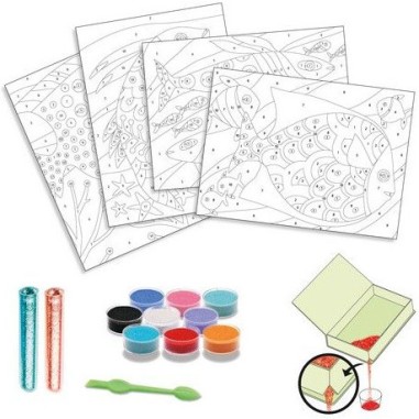 Sables colorés avec paillettes poissons - Art au numéro - Djeco Sables colorés avec paillettes poissons - Art au numéro - Djeco