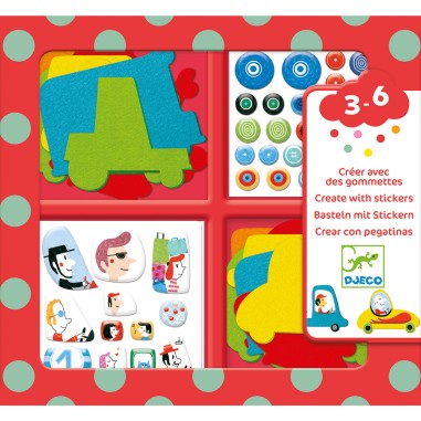 Coffret Créer avec des Gommettes J aime les voitures - Djeco Coffret Créer avec des Gommettes J aime les voitures - Djeco