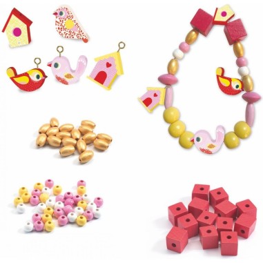 Djeco - Perles Et Bijoux - Perles Bois - Oiseaux Djeco - Perles Et Bijoux - Perles Bois - Oiseaux