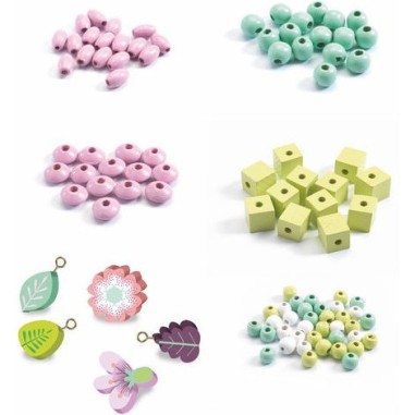 Djeco - Perles et bijoux - Perles bois - Feuilles et fleurs Djeco - Perles et bijoux - Perles bois - Feuilles et fleurs