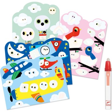 Coloriage magique tout-petit caché dans le ciel et pochette de transport Djeco Coloriage magique tout-petit caché dans le ciel et pochette de transport Djeco