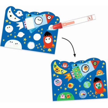 Coloriage magique tout-petit caché dans le ciel et pochette de transport Djeco Coloriage magique tout-petit caché dans le ciel et pochette de transport Djeco
