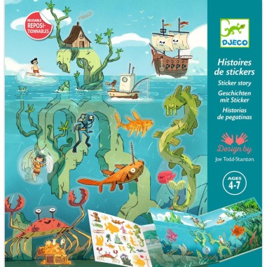 Histoire de stickers - les aventures de la mer - Djeco Histoire de stickers - les aventures de la mer - Djeco
