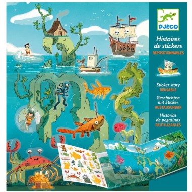 Histoire de stickers - les aventures de la mer - Djeco Histoire de stickers - les aventures de la mer - Djeco