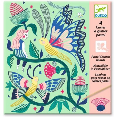 Carte a gratter pastel Le jardin fabuleux - Djeco