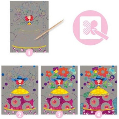 Djeco - Cartes à  gratter - Le bal des coquettes Djeco - Cartes à  gratter - Le bal des coquettes