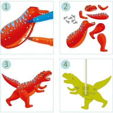 Création petits pantins dinos - loisirs créatifs - Djeco Création petits pantins dinos - loisirs créatifs - Djeco