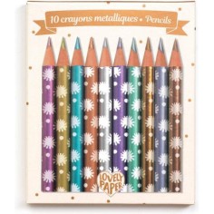 10 mini crayons métallisés Chic - Djeco
