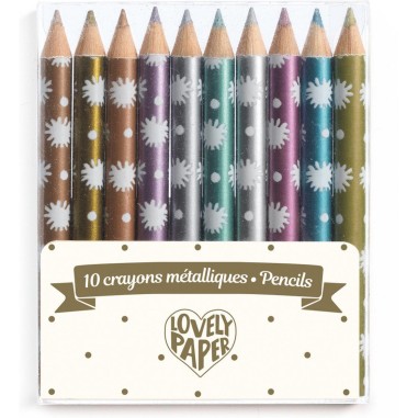 10 mini crayons métallisés Chic - Djeco 10 mini crayons métallisés Chic - Djeco