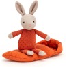 Peluche lapin câlin avec sac de couchage orange - Jellycat