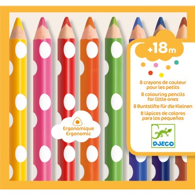 Djeco - Les couleurs des petits - 8 crayons de couleur pour les petits Djeco - Les couleurs des petits - 8 crayons de couleur pour les petits