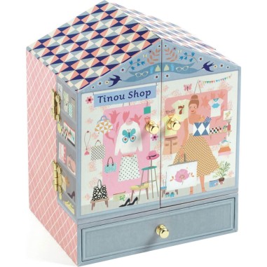 Boîte à musique et à bijoux : tinou shop - djeco - Little Big Room By Djeco Boîte à musique et à bijoux : tinou shop - djeco - Little Big Room By Djeco