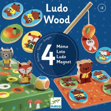 Ludo Wood 4 jeux Éducatifs : Mémo, Loto, Pêche & Parcours Djeco Ludo Wood 4 jeux Éducatifs : Mémo, Loto, Pêche & Parcours Djeco