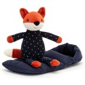 Peluche renard câlin avec sac de couchage bleu - Jellycat