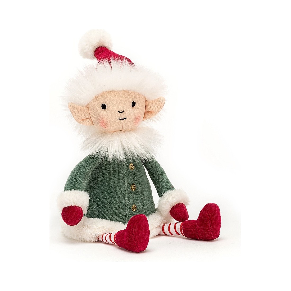 Leffy Elf Lutin de Noël Petite Peluche - 23cm - Jellycat