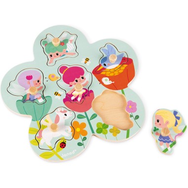 Puzzle Happy Fairies 6 pcs - bois - Janod Puzzle Happy Fairies 6 pcs - bois - Janod