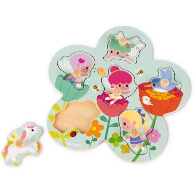 Puzzle Happy Fairies 6 pcs - bois - Janod Puzzle Happy Fairies 6 pcs - bois - Janod
